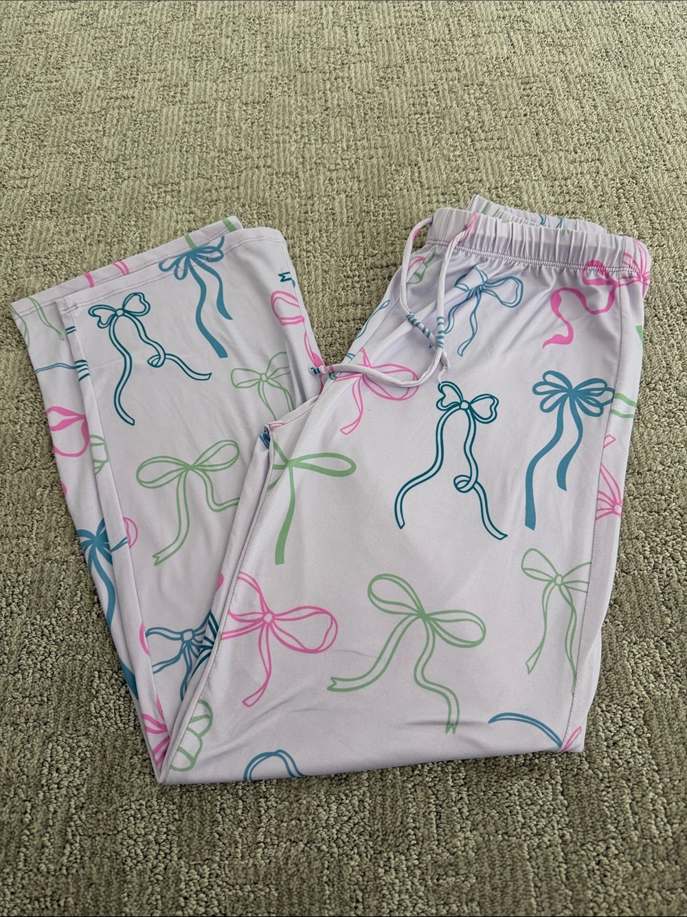 Pixielane Girls' Bow-Print Pink Lounge Pants 11/12 NWOT